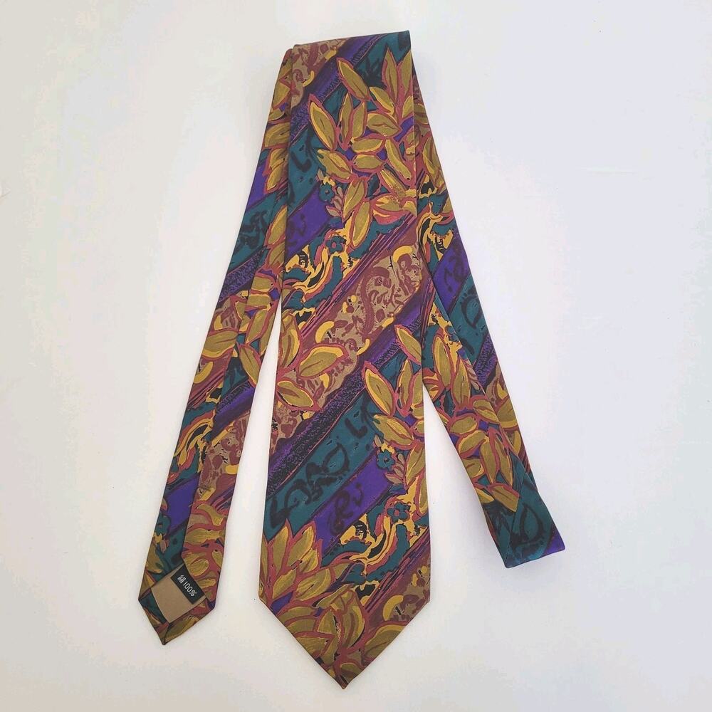 Paul Smith Men's Neck Tie Necktie Designer Silk Multicolor Floral Abstract Boho